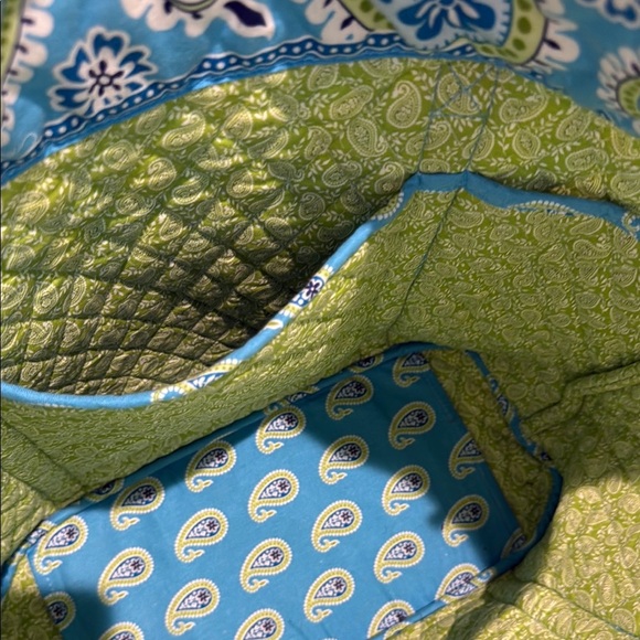 Vera Bradley Size L Blue Paisley Tote Vibrant Design - Picture 7 of 9